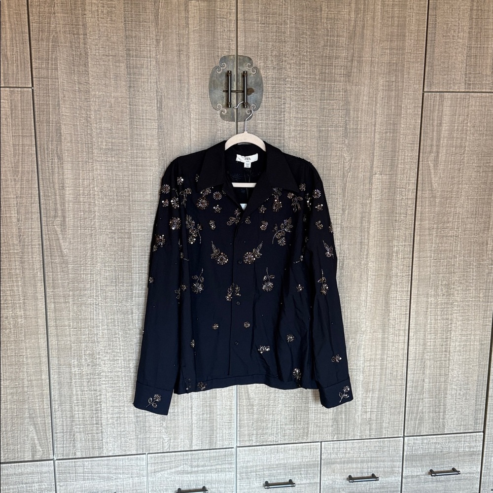 Zara Studio Limited Edition Flowy Sequined Shirt - Picture 12 of 17